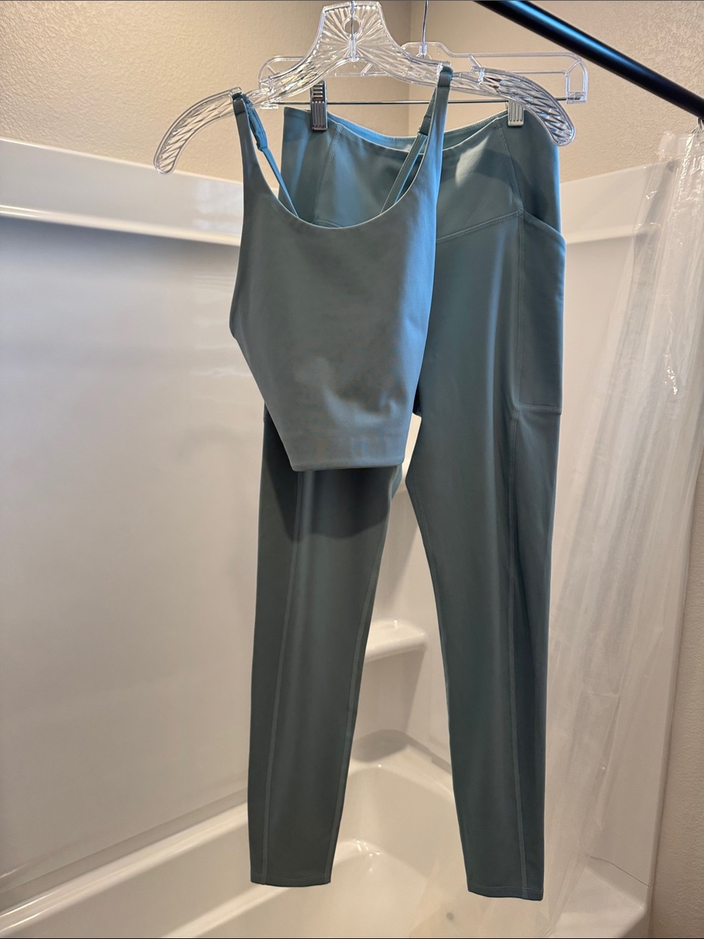 girlfriend collective Seafoam Green High-Rise Leggings with Matching Tank